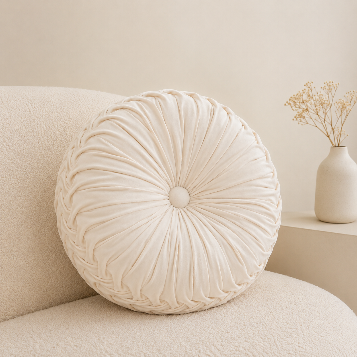Coralia Hand Sewn Round Pillow