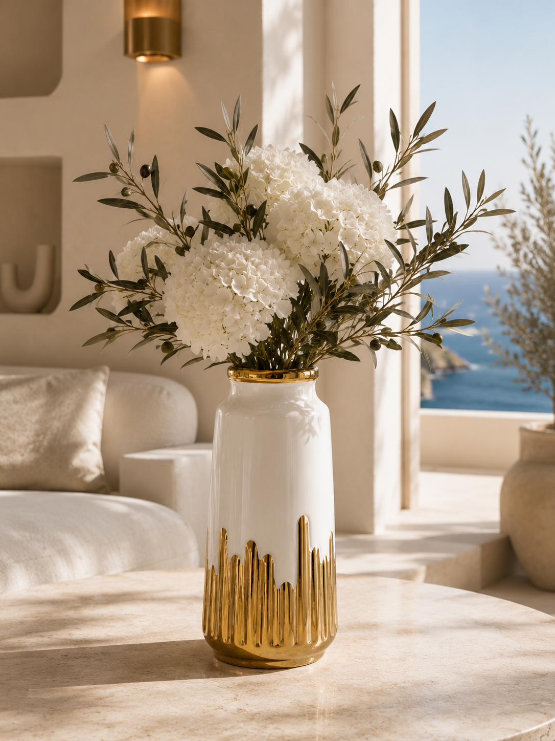 Coralia Vase aus Weißgold-Keramik
