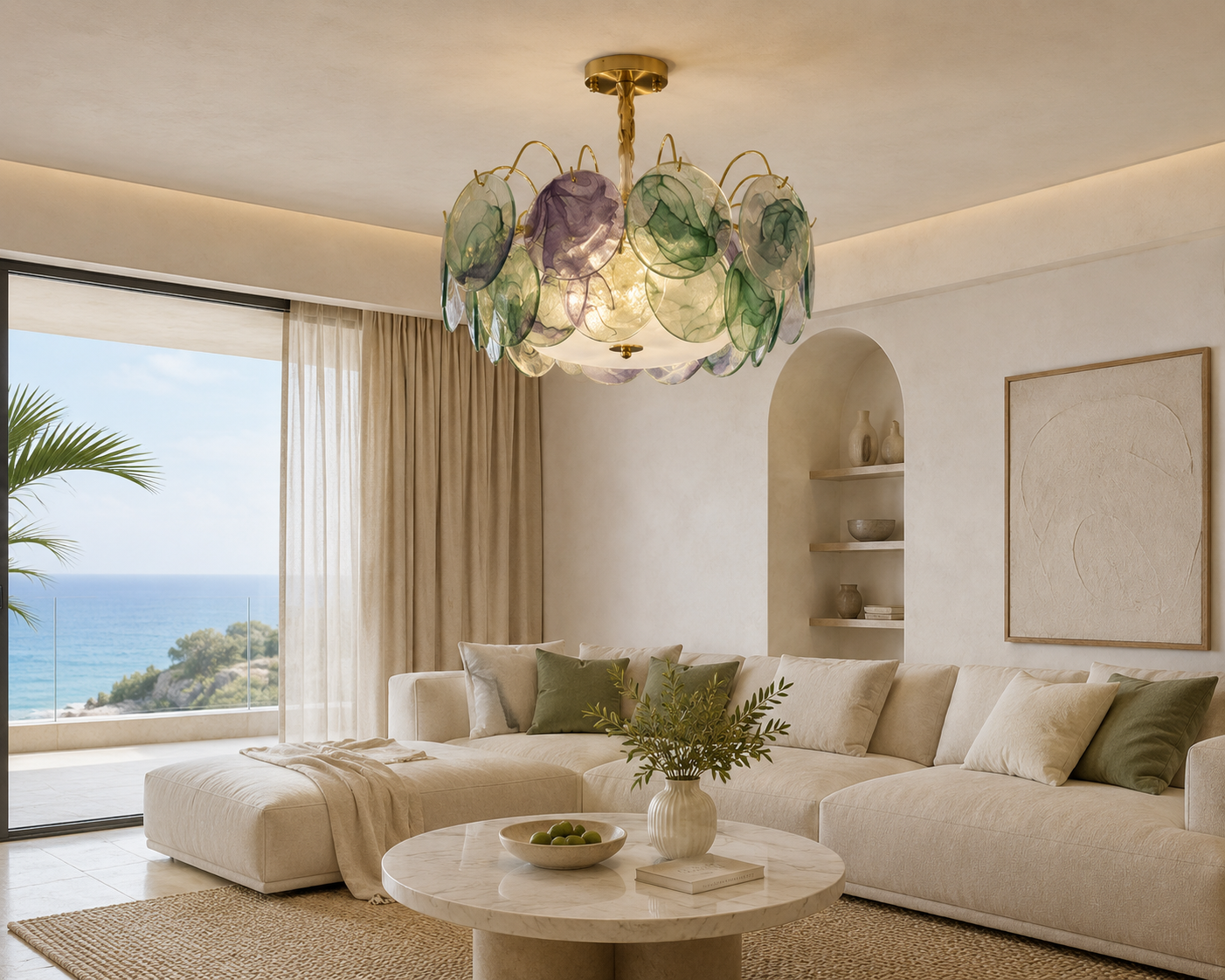 Coralia Handgefertigte Deckenleuchte aus Murano-inspiriertem Glas