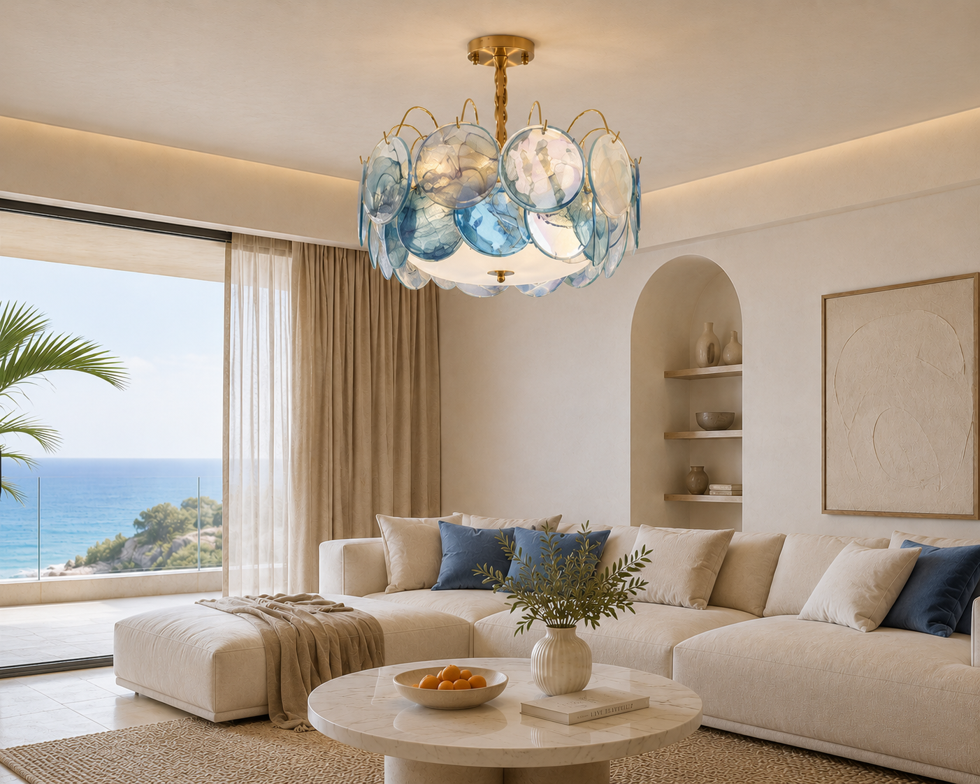 Coralia Handgefertigte Deckenleuchte aus Murano-inspiriertem Glas