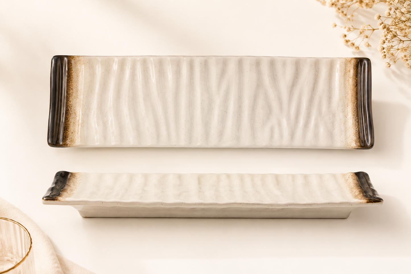 Coralia Rectangle Ceramic Serving Plate